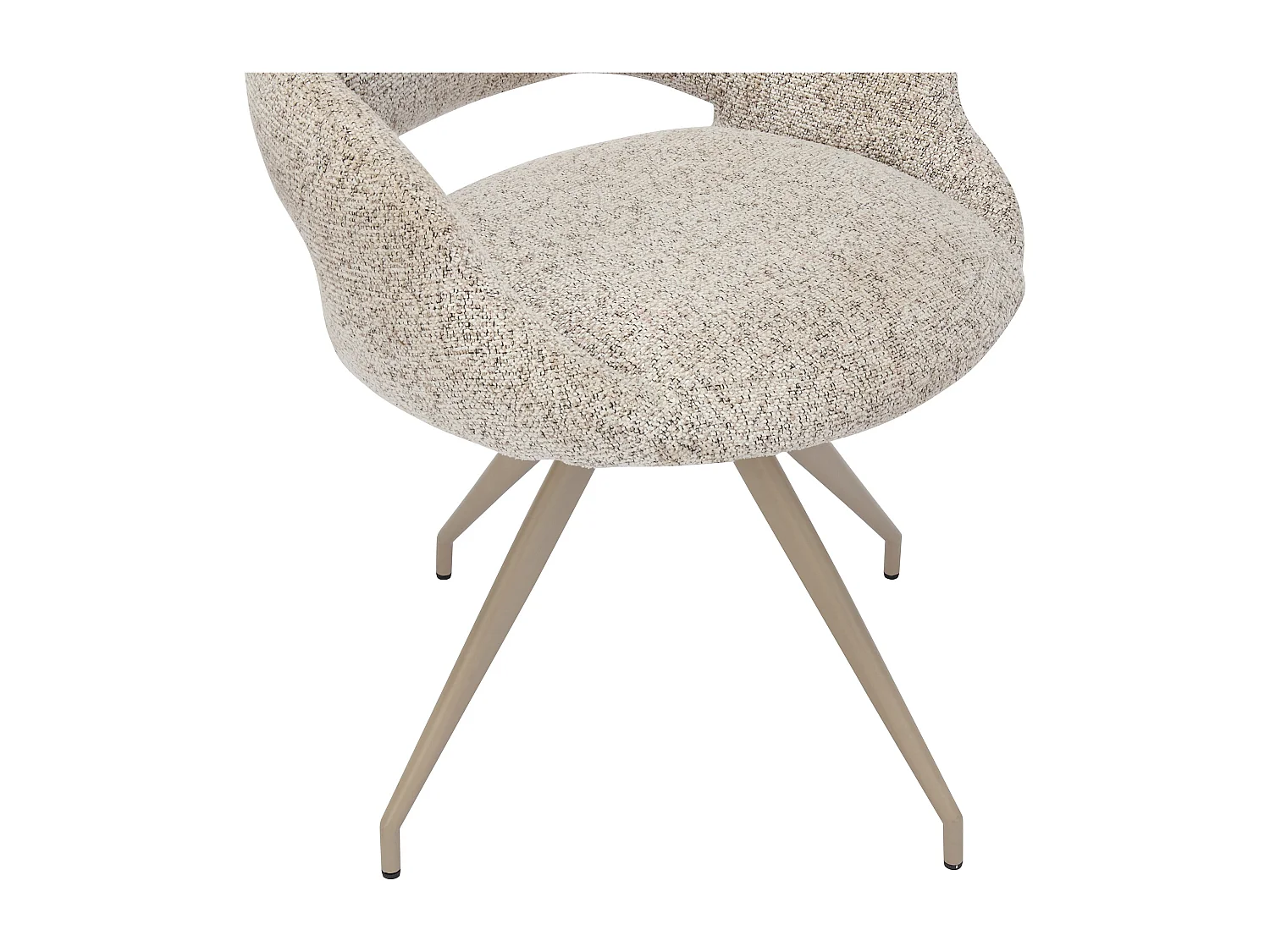 Lot de 6 chaises pivotantes en tissu tweed et métal taupe - Crème - VALIANA