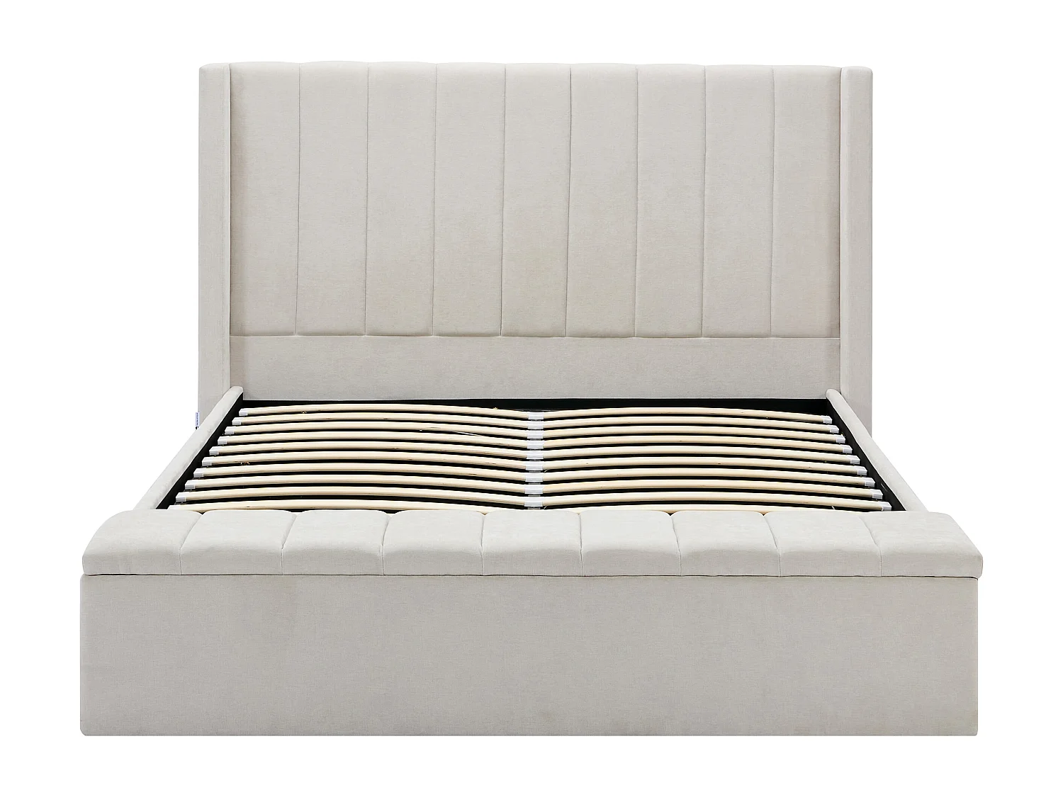 Bed met opbergruimte 140 x 190 cm met bankje - Stof - Beige + matras - DOUINO