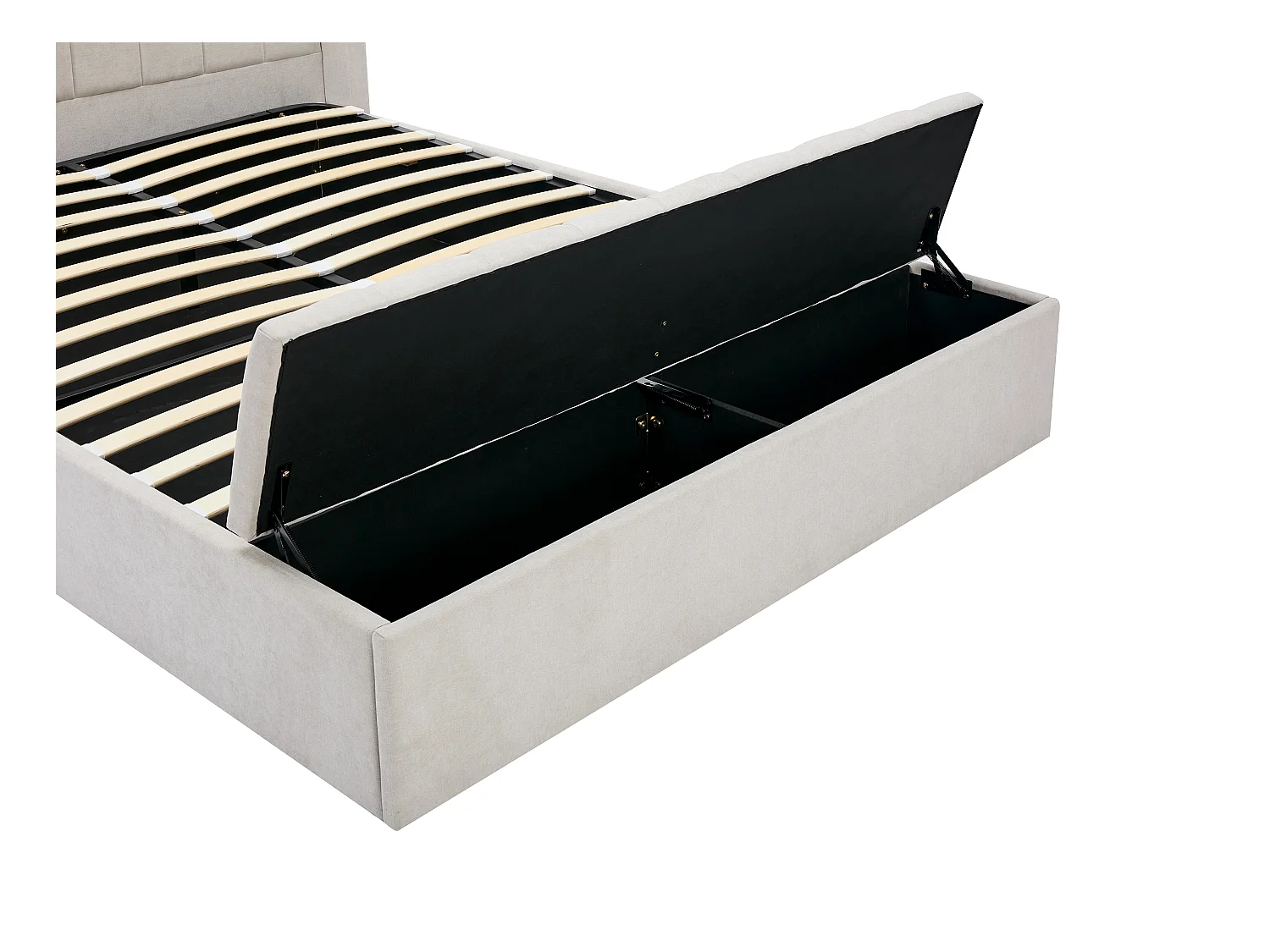 Lit coffre 160 x 200 cm avec banc - Tissu - Beige + Matelas - DOUINO