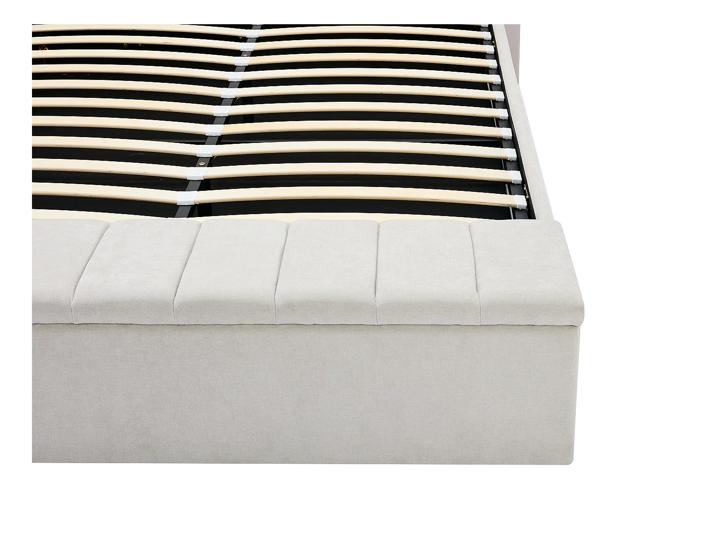 Lit coffre 160 x 200 cm avec banc - Tissu - Beige + Matelas - DOUINO