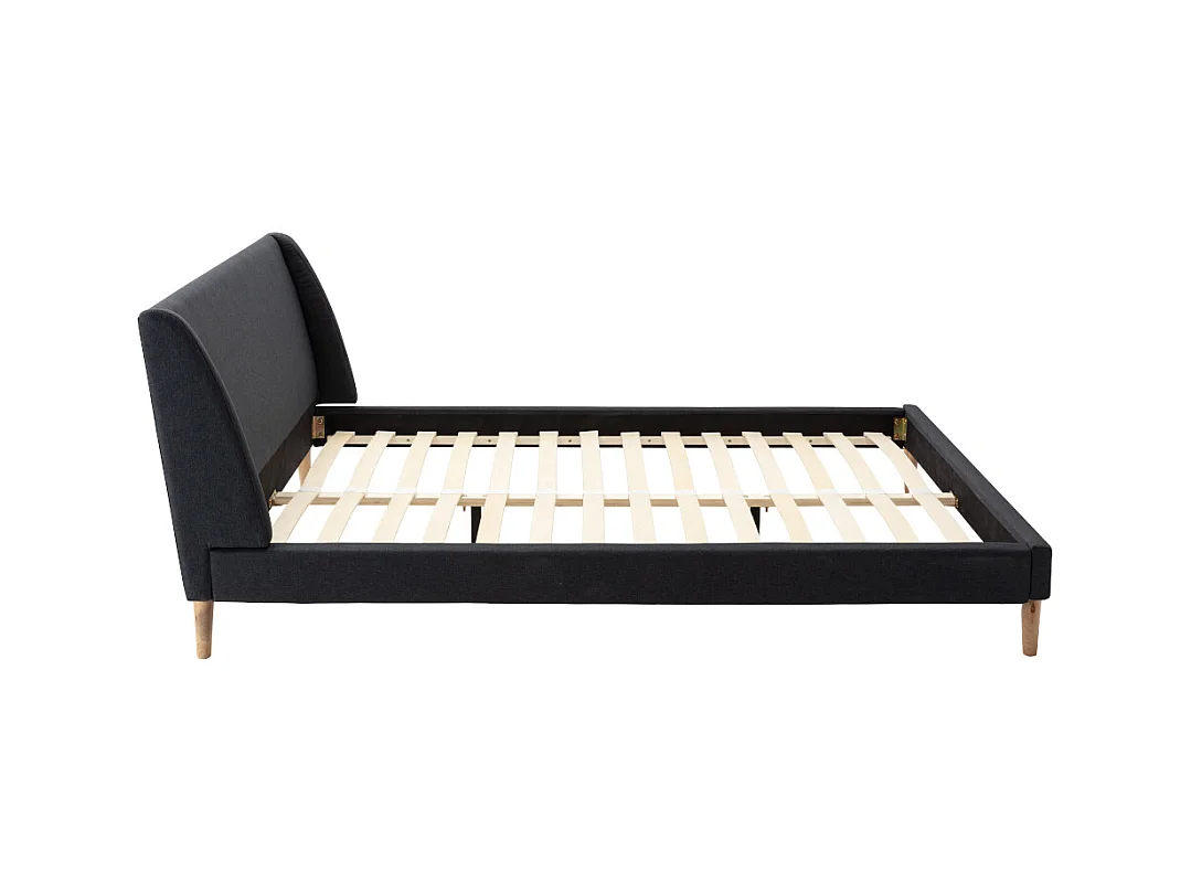 Bett + Matratze - Skandinavischer Stil - 180 x 200 cm - Stoff - Anthrazitgrau - BENEDICTE