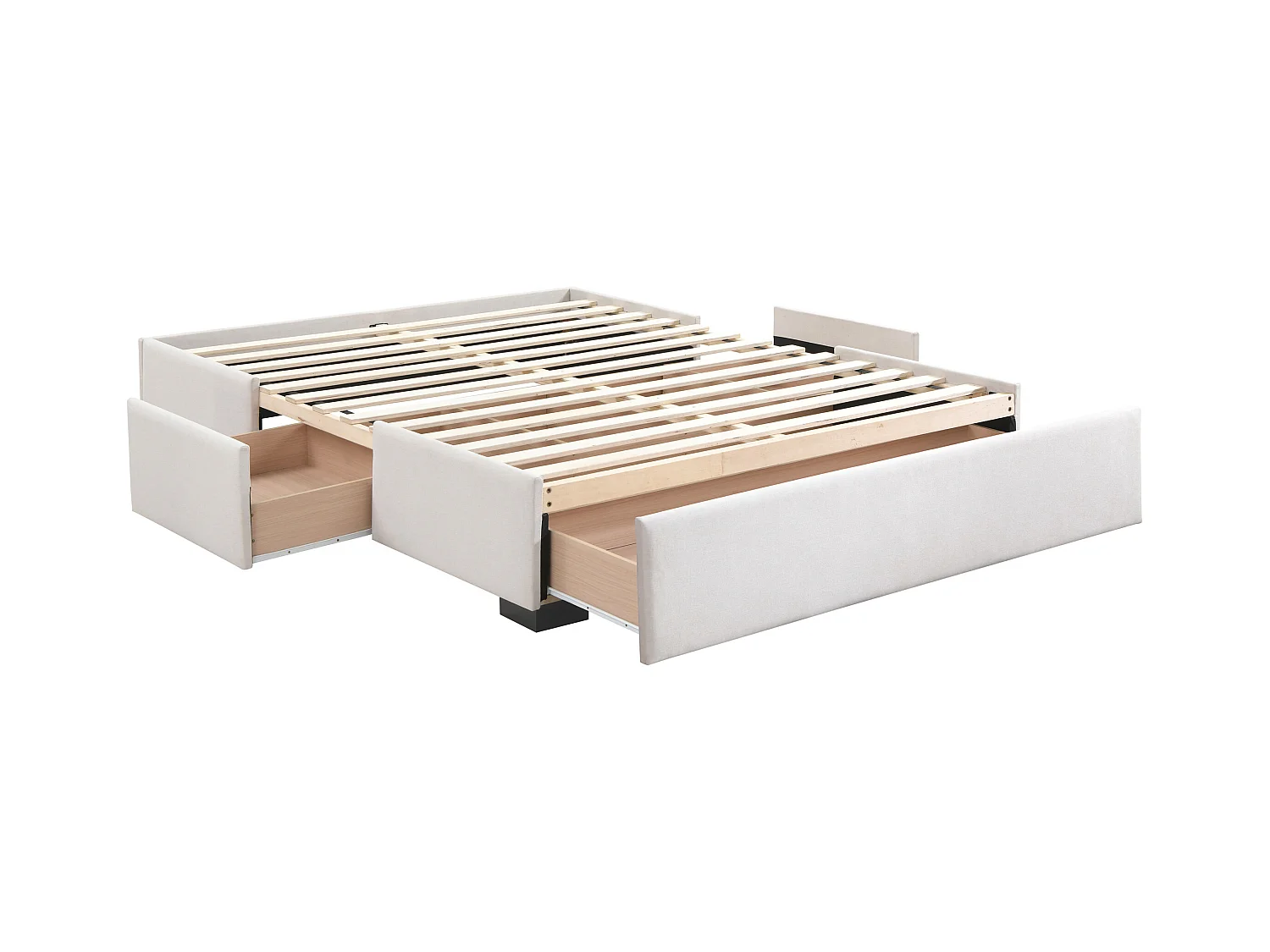 Somier con cajones 140 x 190 cm - Tela beige - KOLANE de YSMÉE
