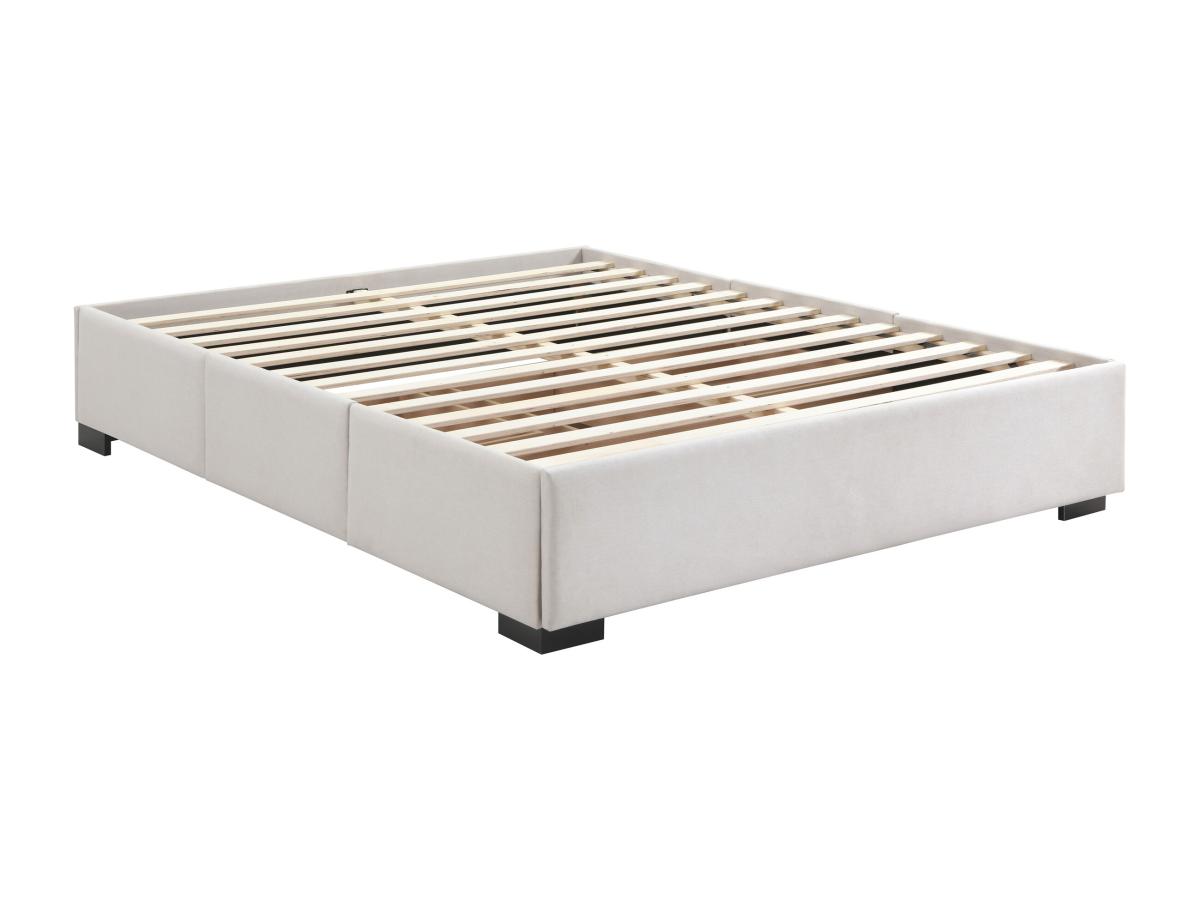 Bettgestell mit Schubladen 160 x 200 cm - Stoff - Beige - KOLANE von YSMÉE günstig online kaufen