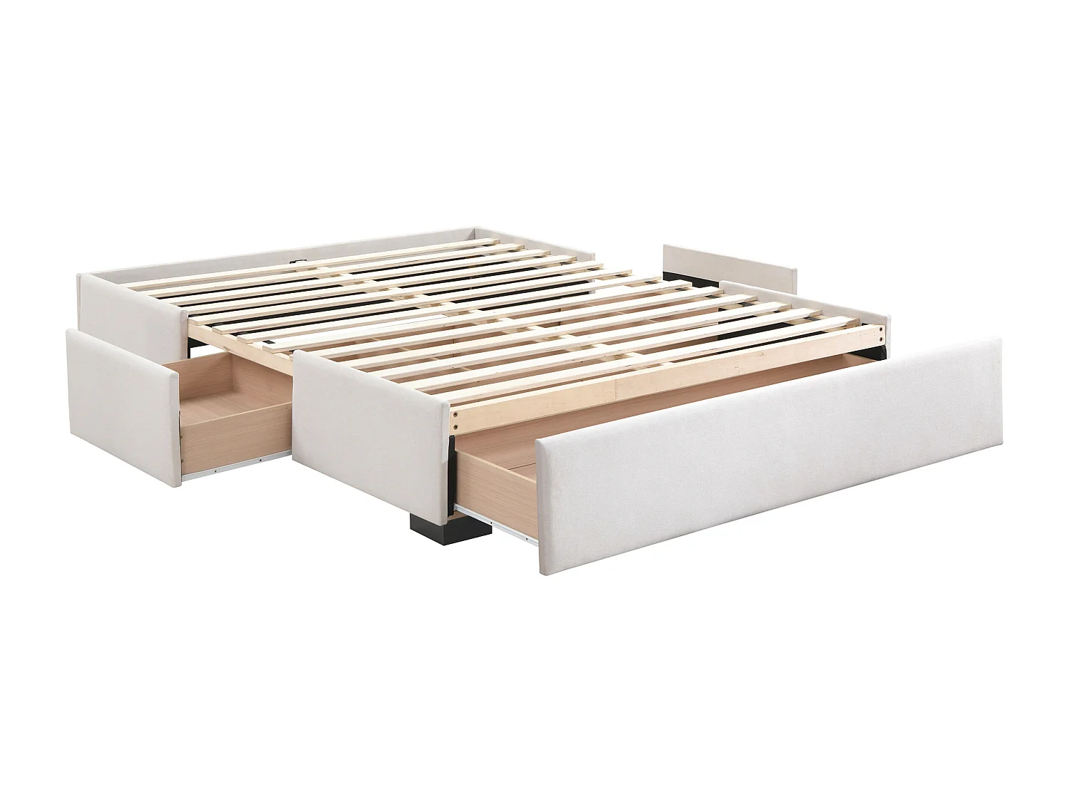 Sengeramme med skuffer 160 x 200 cm - Beige stof - KOLANE fra YSMÉE