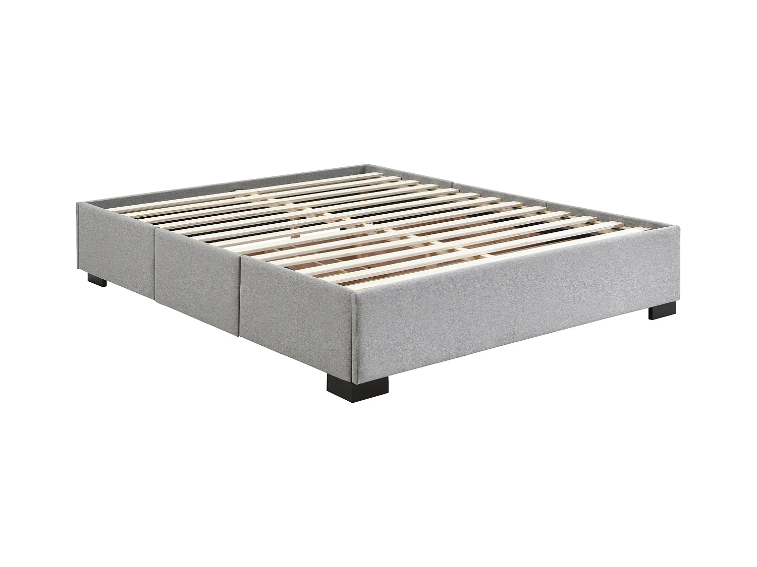 Somier con cajones 140 x 190 cm - Tejido gris - KOLANE de YSMÉE