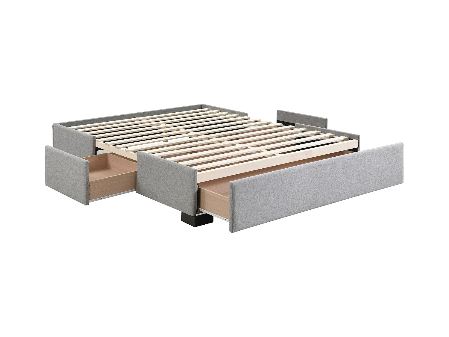 Somier con cajones 160 x 200 cm - Tela gris - KOLANE de YSMÉE