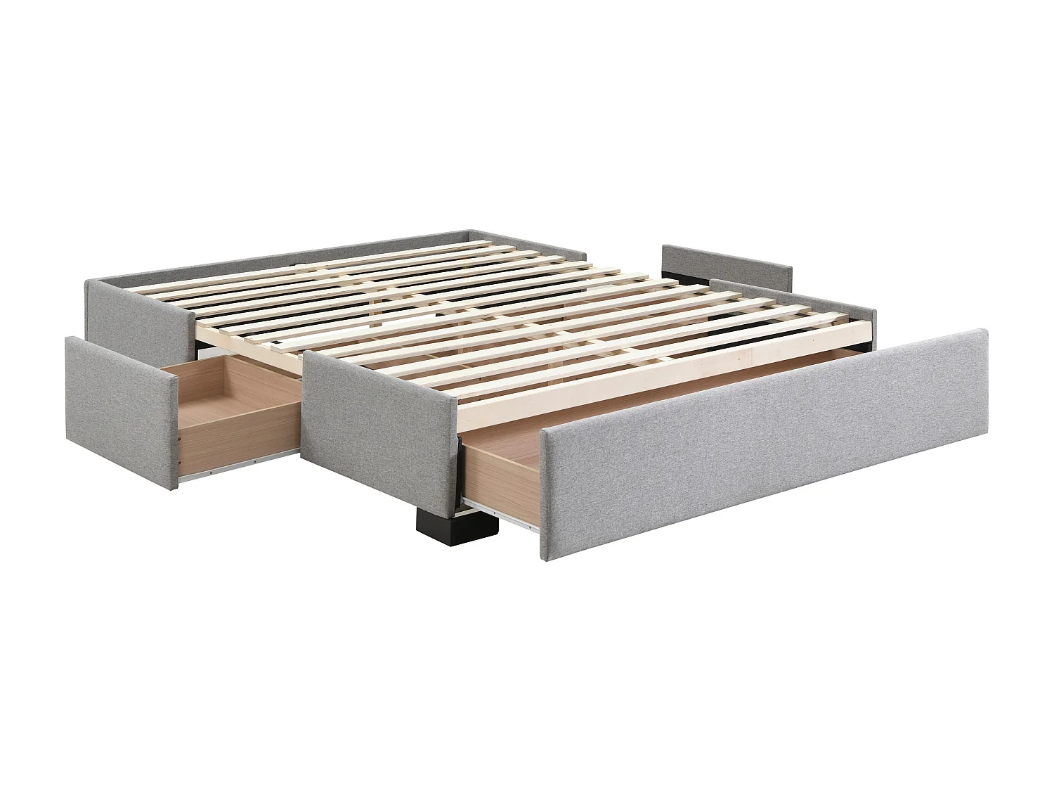 Sommier avec tiroirs 180 x 200 cm - Tissu gris - KOLANE de YSMÉE