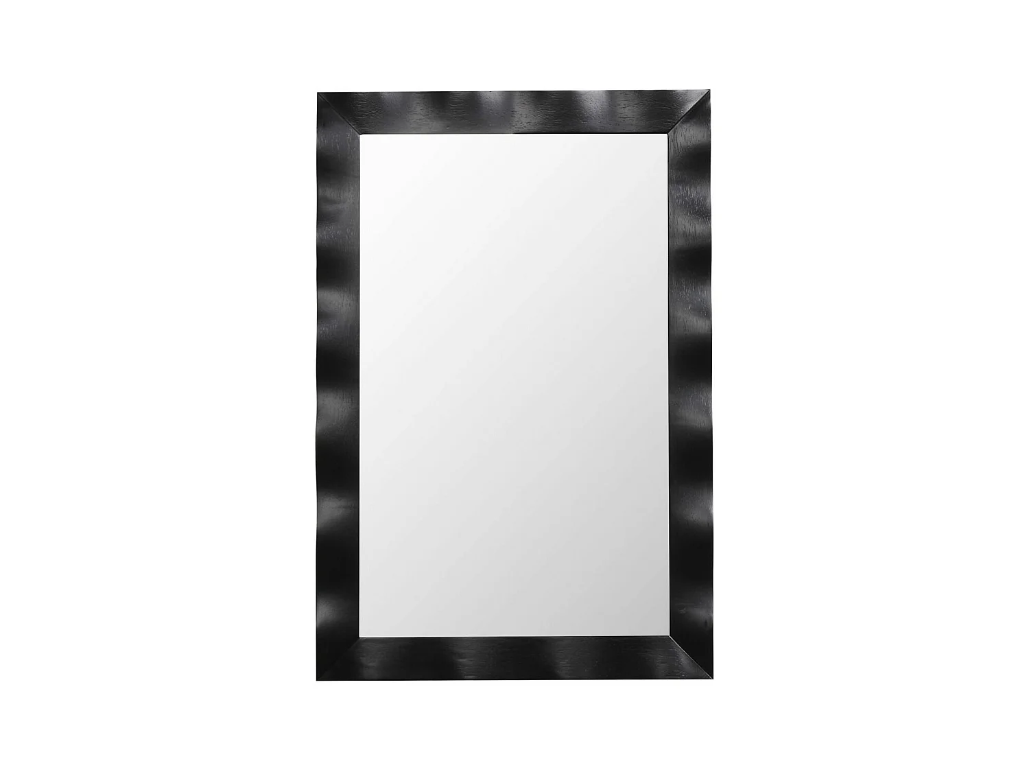 Miroir Mural Rectangulaire 106 × 71.5 cm, Cadre en Bois d’Hévéa, Grand Miroir Mural, Suspension Verticale & Horizontale, Miroir Décoratif pour Salon, Salle de Bain, Chambre à Coucher (Noir)