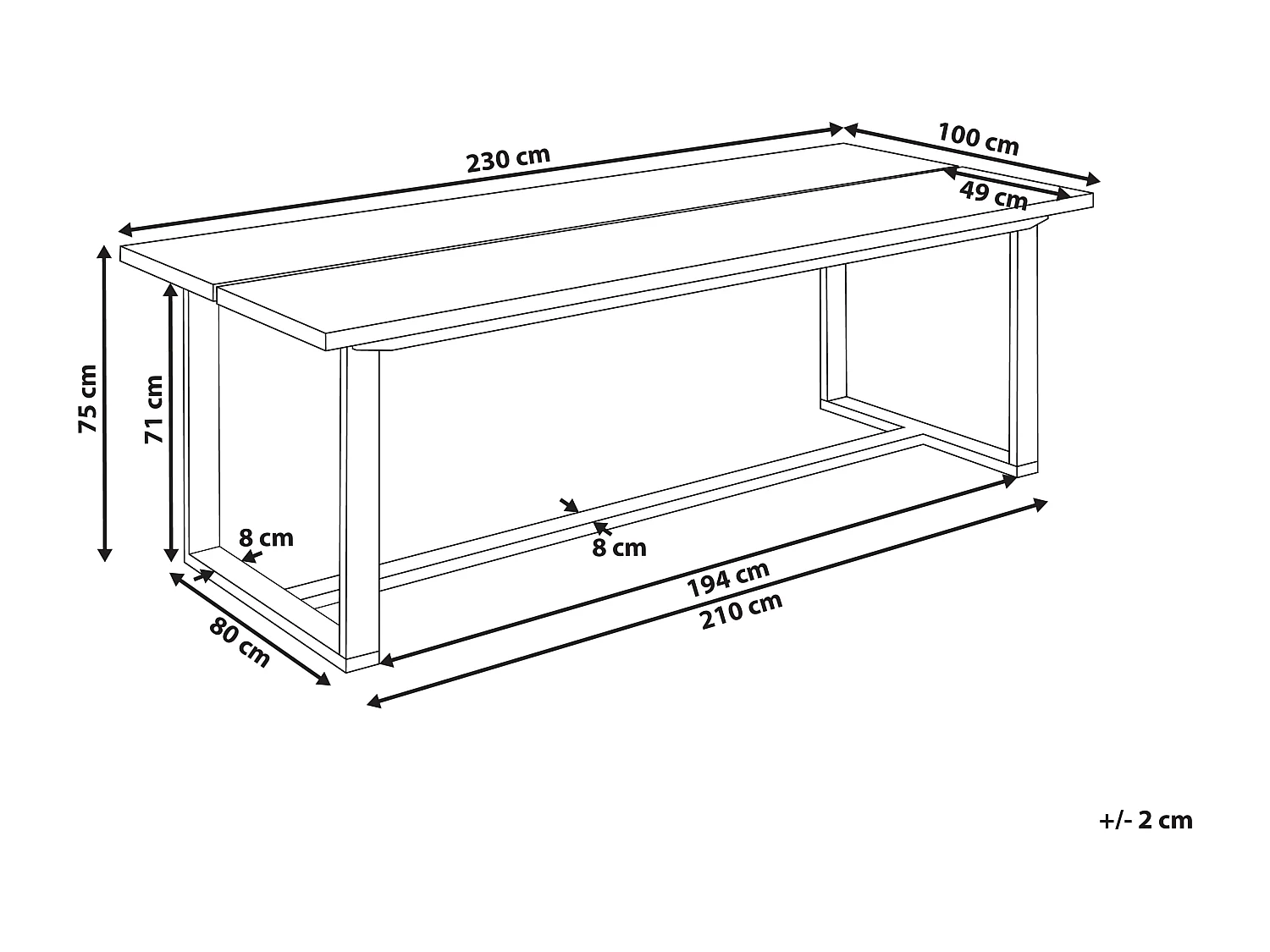 Table de salle à manger de jardin AZZANELLO 230 cm 100 cm Acacia Marron clair