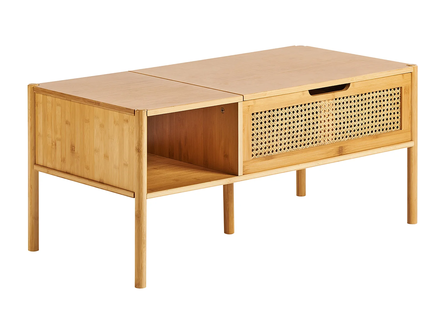 Stolik kawowy SURREY Drewno bambusowe Naturalny ze schowkiem