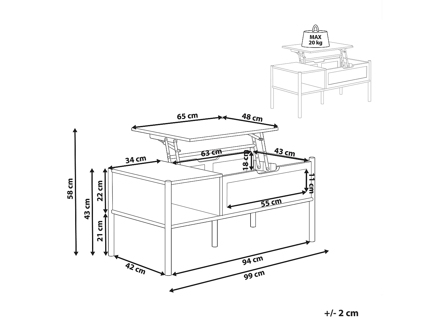 Stolik kawowy SURREY Drewno bambusowe Naturalny ze schowkiem