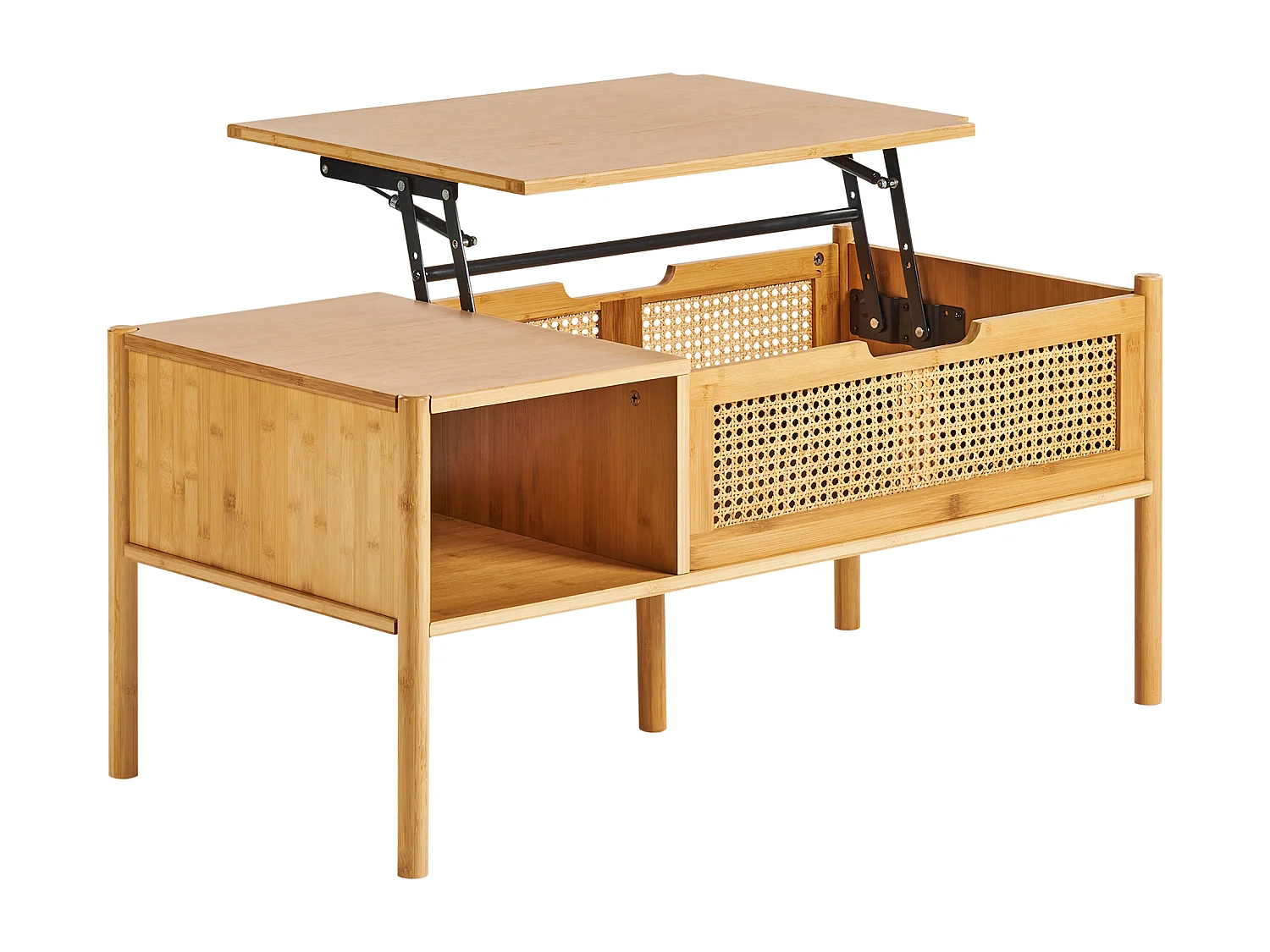 Stolik kawowy SURREY Drewno bambusowe Naturalny ze schowkiem