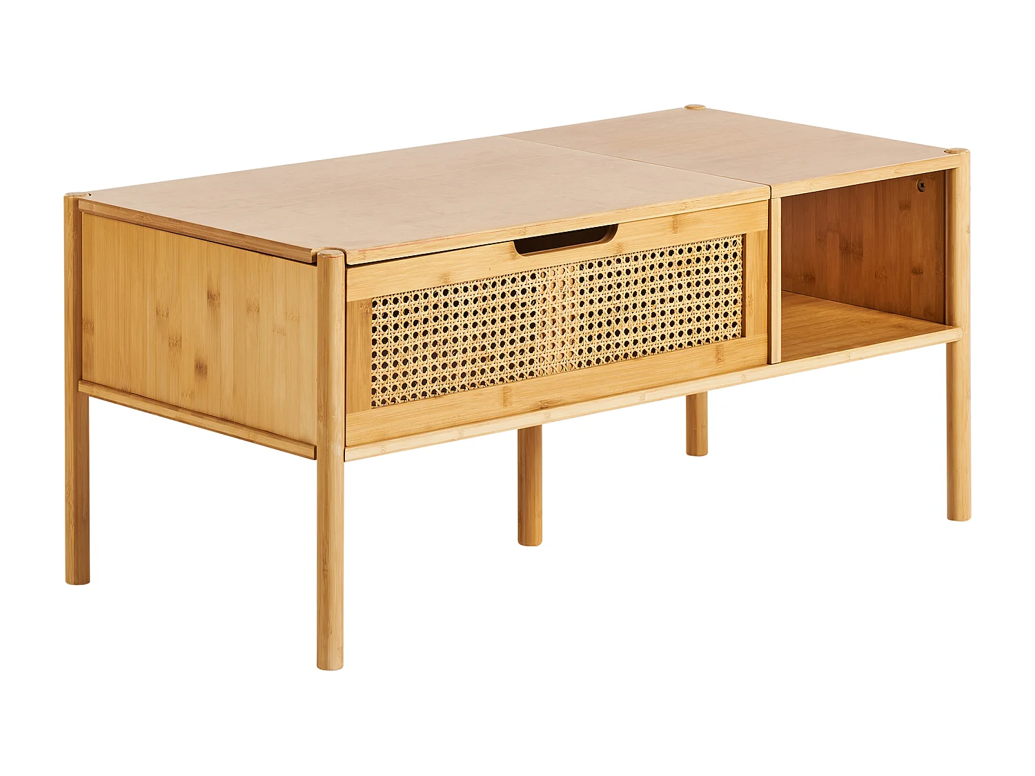 Stolik kawowy SURREY Drewno bambusowe Naturalny ze schowkiem