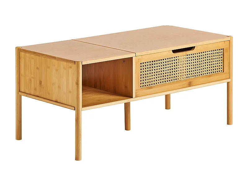 Stolik kawowy SURREY Drewno bambusowe Naturalny ze schowkiem