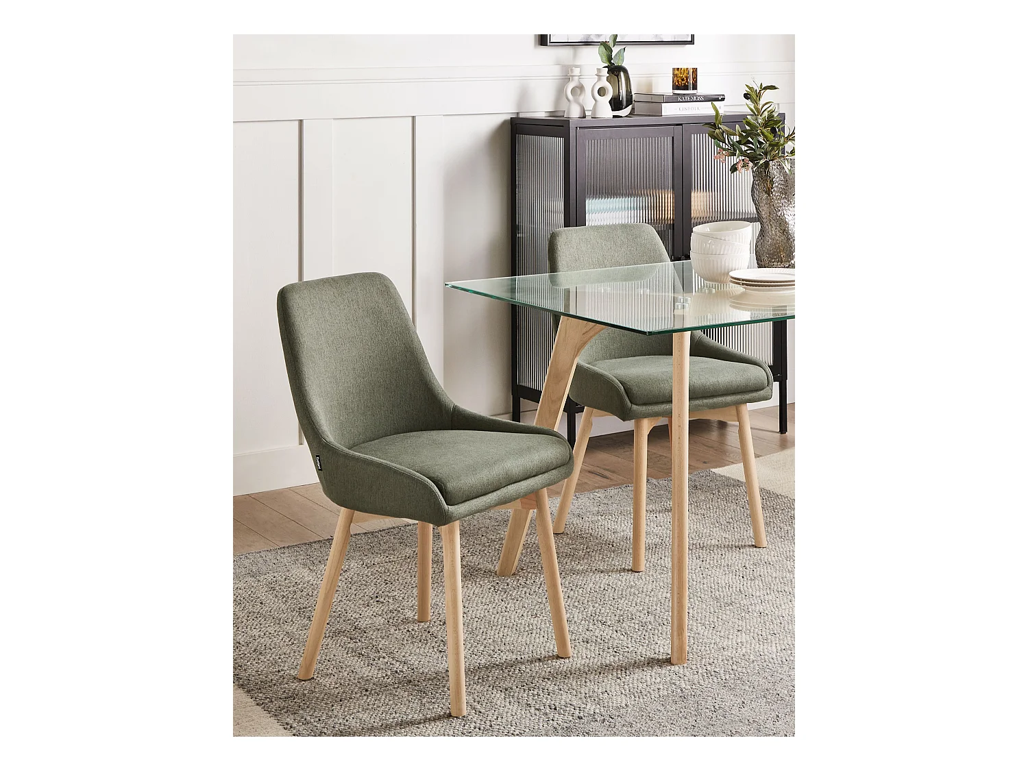 Lot de 2 chaises de salle à manger MELFORT Tissu Vert foncé