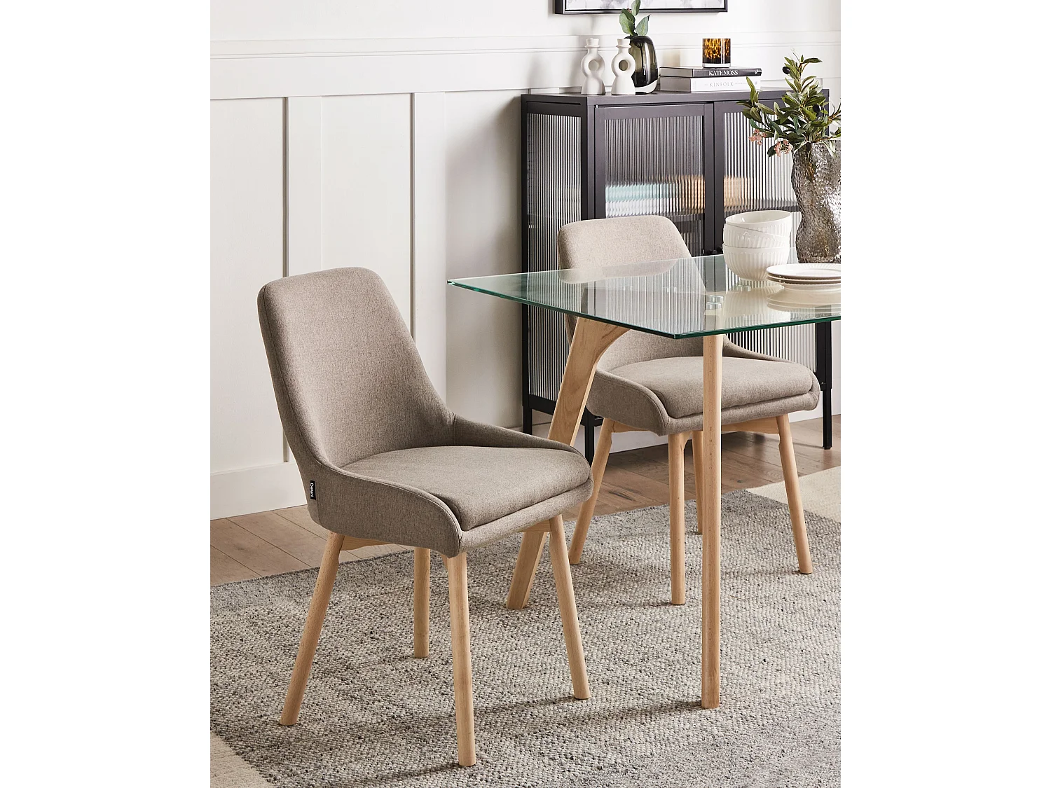 Conjunto de 2 sillas de comedor MELFORT Tela Marrón