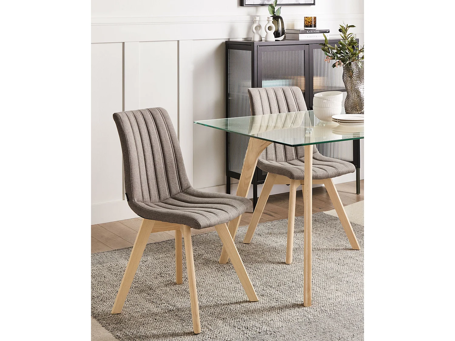 Lot de 2 chaises de salle à manger CALGARY Tissu Marron