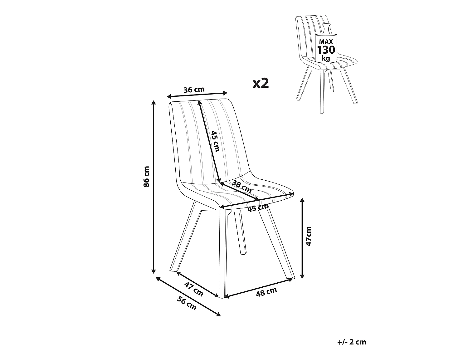 Lot de 2 chaises de salle à manger CALGARY Tissu Vert foncé
