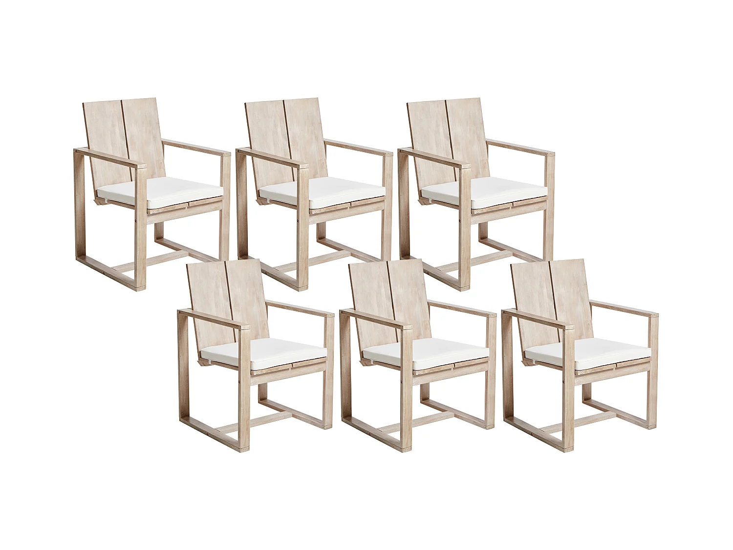 Lot de 6 chaises de jardin avec coussins AZZANELLO Acacia Blanc cassé