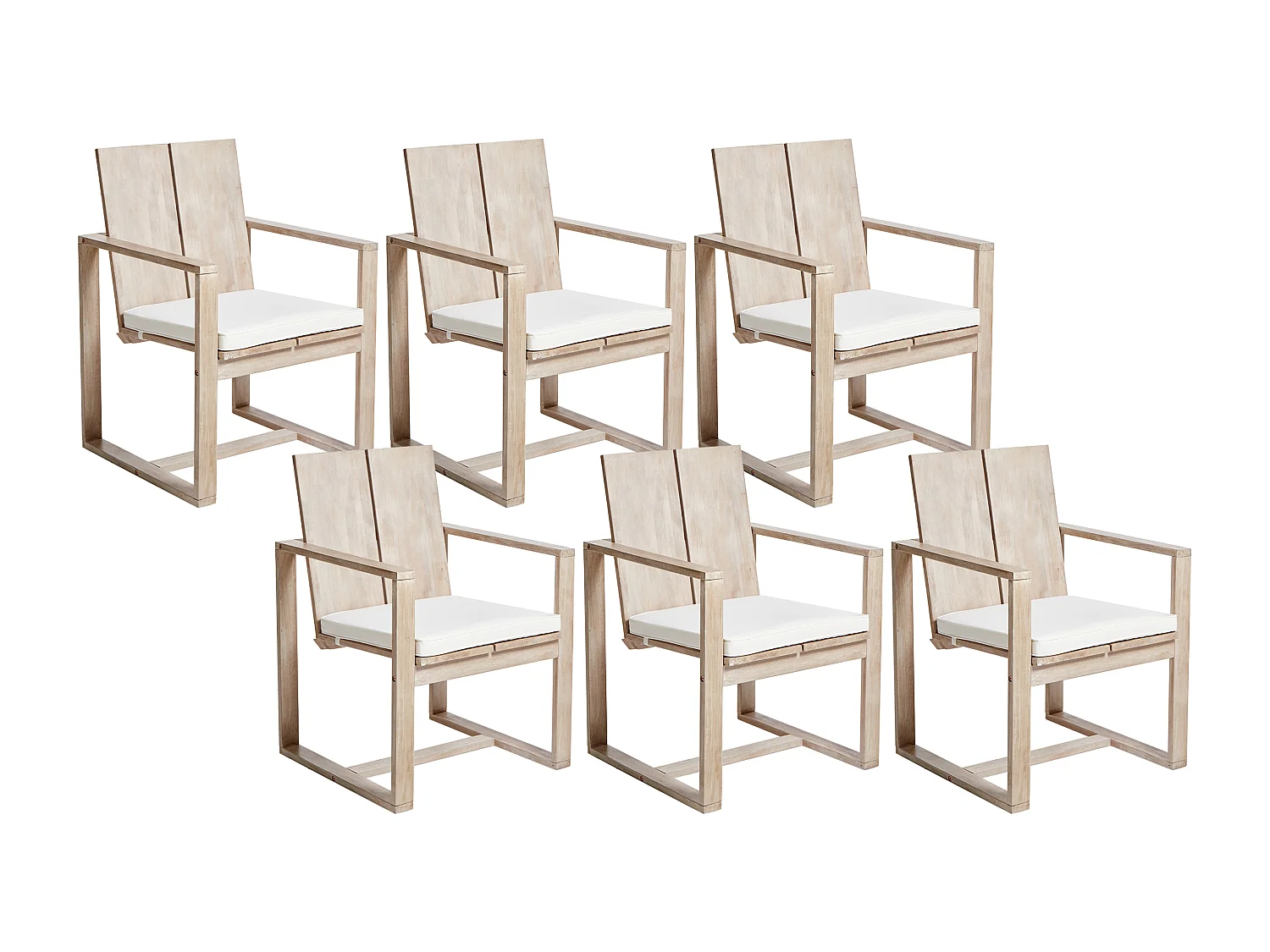 Lot de 6 chaises de jardin avec coussins AZZANELLO Acacia Blanc cassé