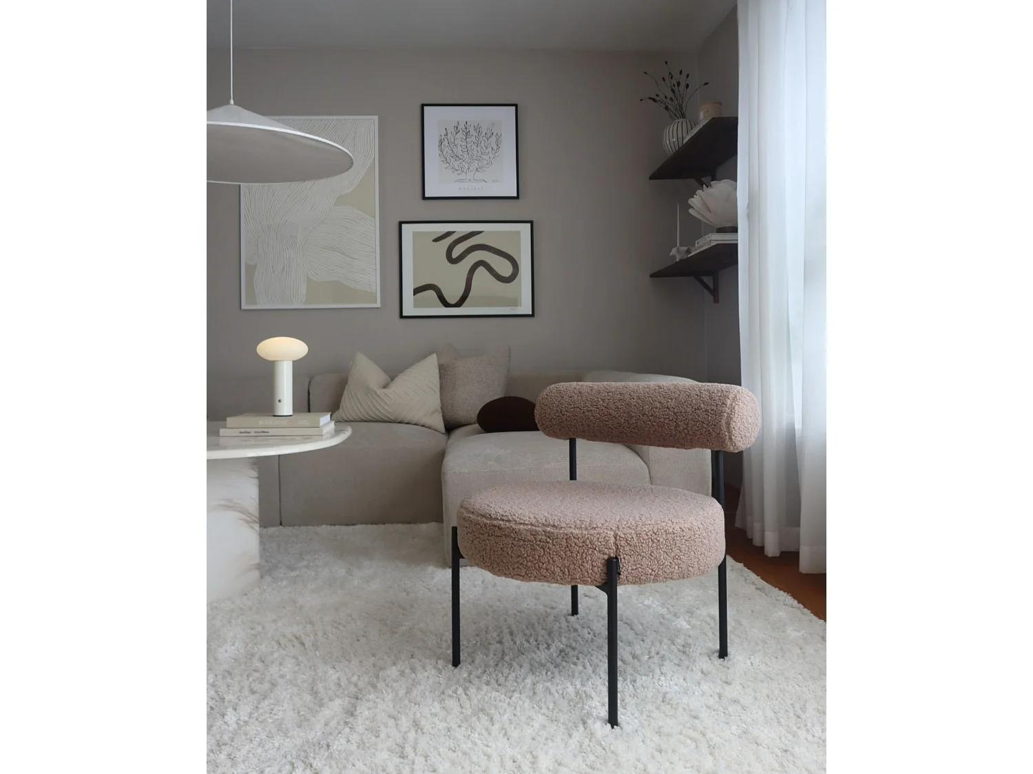Fauteuil ALPHA Bouclé Taupe
