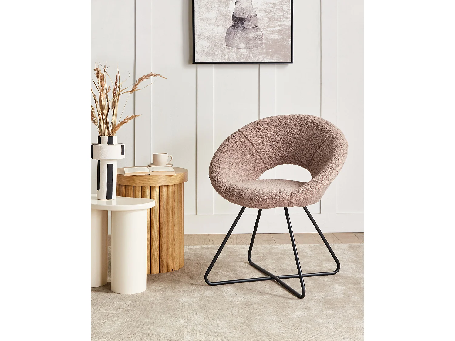 Chaise de salle à manger RACHEL Bouclé Taupe