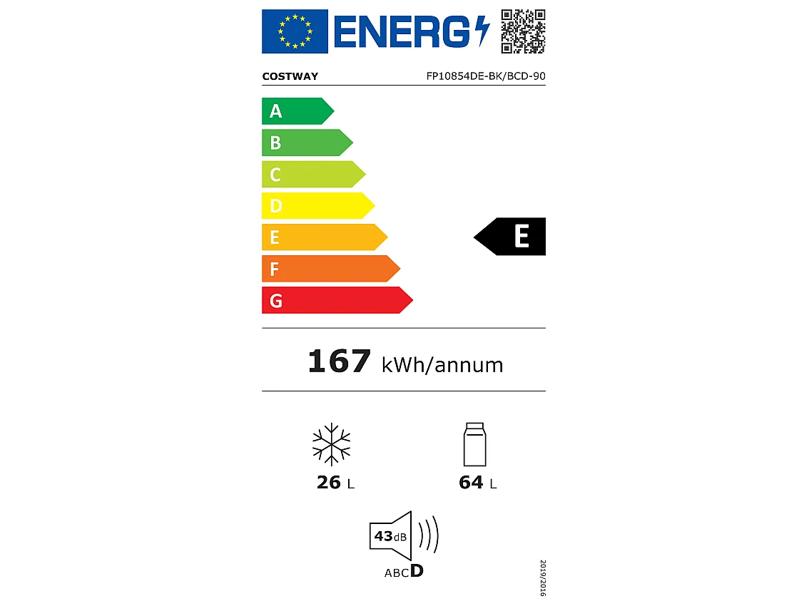 90L koelkast met dubbele deur, snelle koeling, energiebesparend, metalen koelkast met 7 temperatuurstanden, 48,5 x 49,5 x 86 cm (zwart) [Energieklasse E]