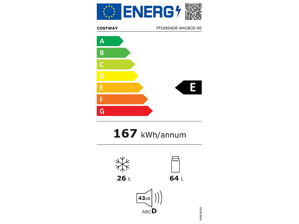 90L koelkast met dubbele deur, snelle koeling, energiebesparend, metalen koelkast met 7 temperatuurstanden, 48,5 x 49,5 x 86 cm (wit) [Energieklasse E]