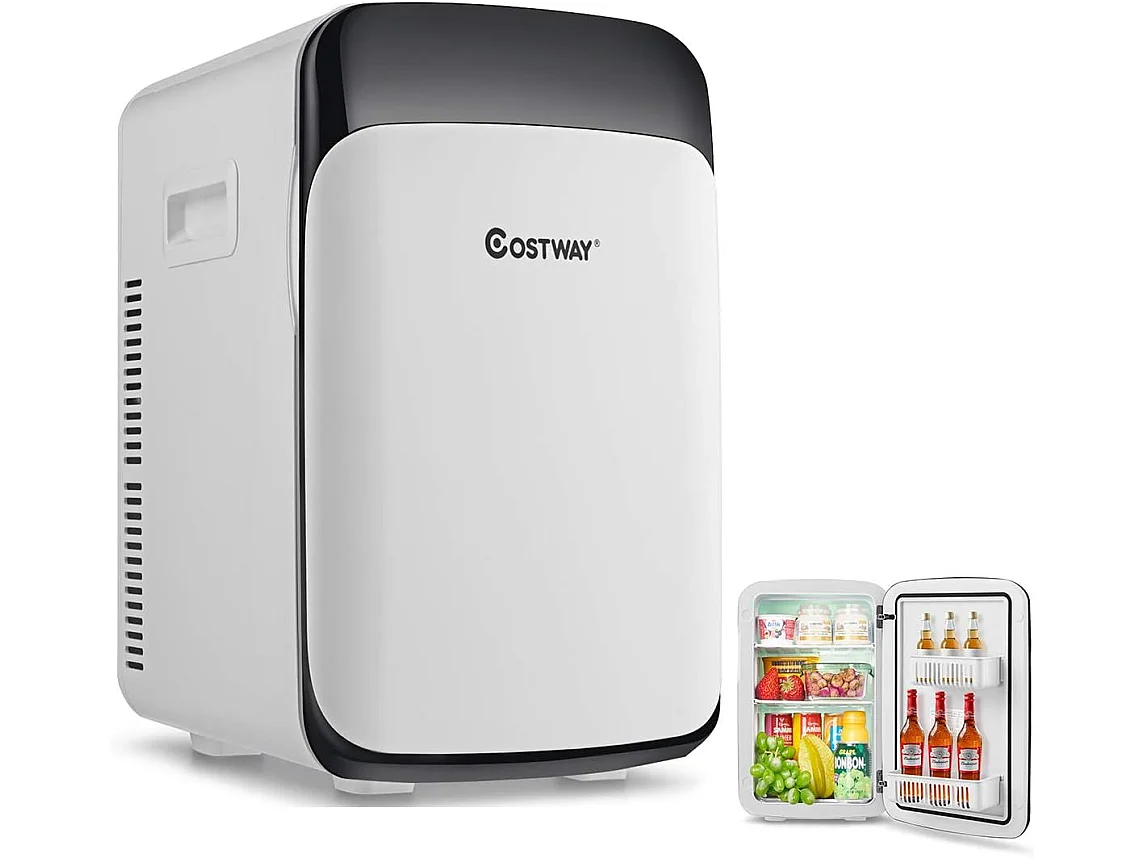 Mini Frigo 15L Mini Réfrigérateur 2 en 1 Fonction de Refroidissement et de Chauffage, Température -3 ℃ ~ 50 ℃, Mini frigo Portable 76 KWh/an (Blanc)