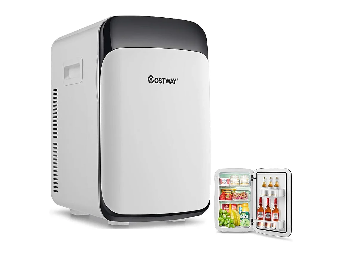 Mini Frigo 15L Mini Réfrigérateur 2 en 1 Fonction de Refroidissement et de Chauffage, Température -3 ℃ ~ 50 ℃, Mini frigo Portable 76 KWh/an (Blanc)