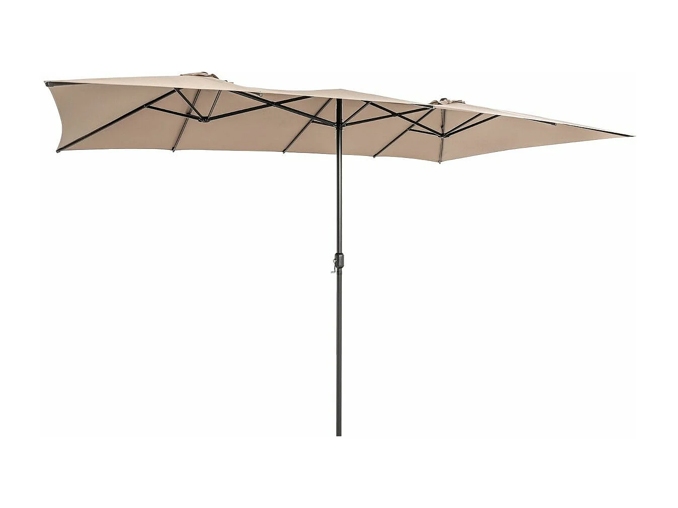 Parasol de Jardin Double XXL 426 x 265cm Poignée à Manivelle,Sommet Ventilé Polyester Structure Métallique à 10 Côtes Café