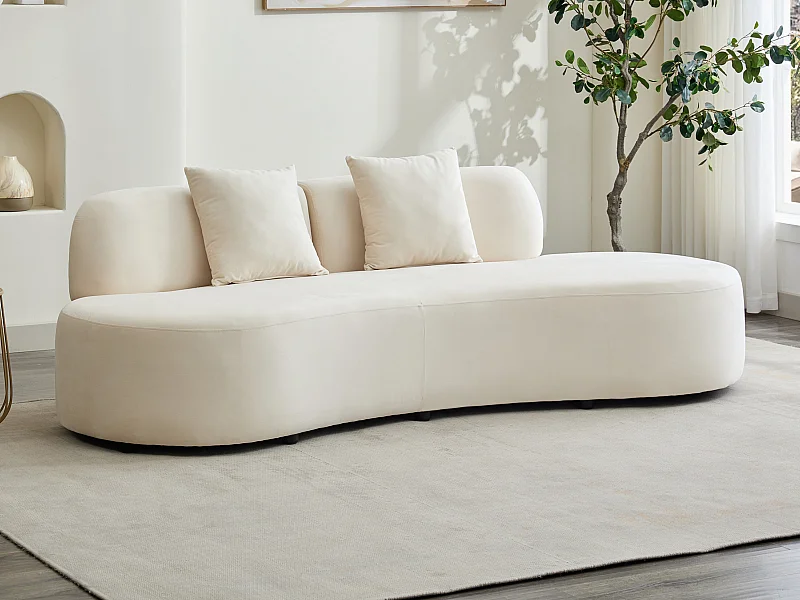 Sofa 3-Sitzer - Samt - Beige - BASILIANA