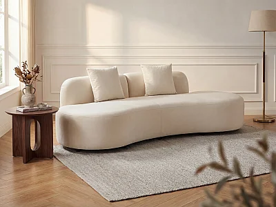 3-seters sofa i beige fløyel BASILIANA