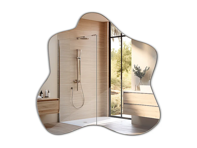 Moderner asymmetrischer Wandspiegel, perfekt für minimalistisches Dekor – 67,6 cm x 67 cm