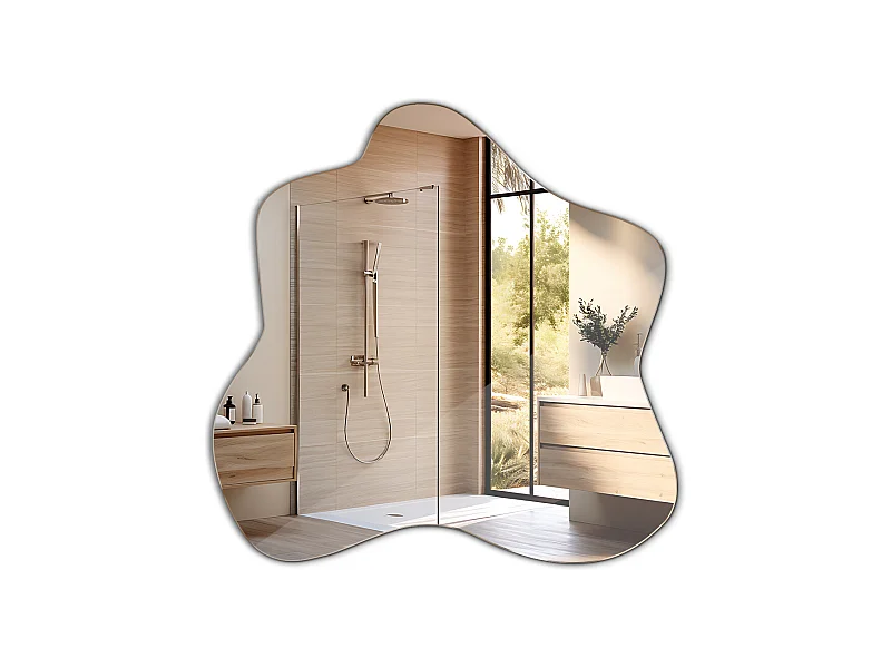 Moderner, asymmetrischer, rahmenloser Spiegel, perfekt als Wanddekoration – 19 x 18,9 Zoll