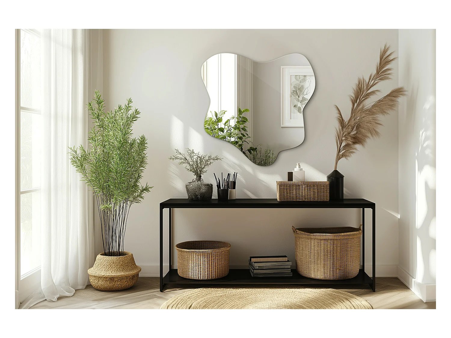 Fließender und unregelmäßiger dekorativer Spiegel, ideal für eine künstlerische Note - 77,3 cm x 76,6 cm