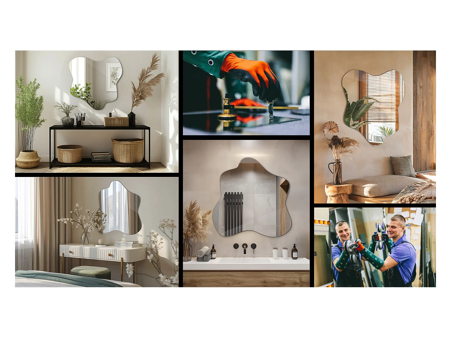 Fließender und unregelmäßiger dekorativer Spiegel, ideal für eine künstlerische Note - 77,3 cm x 76,6 cm