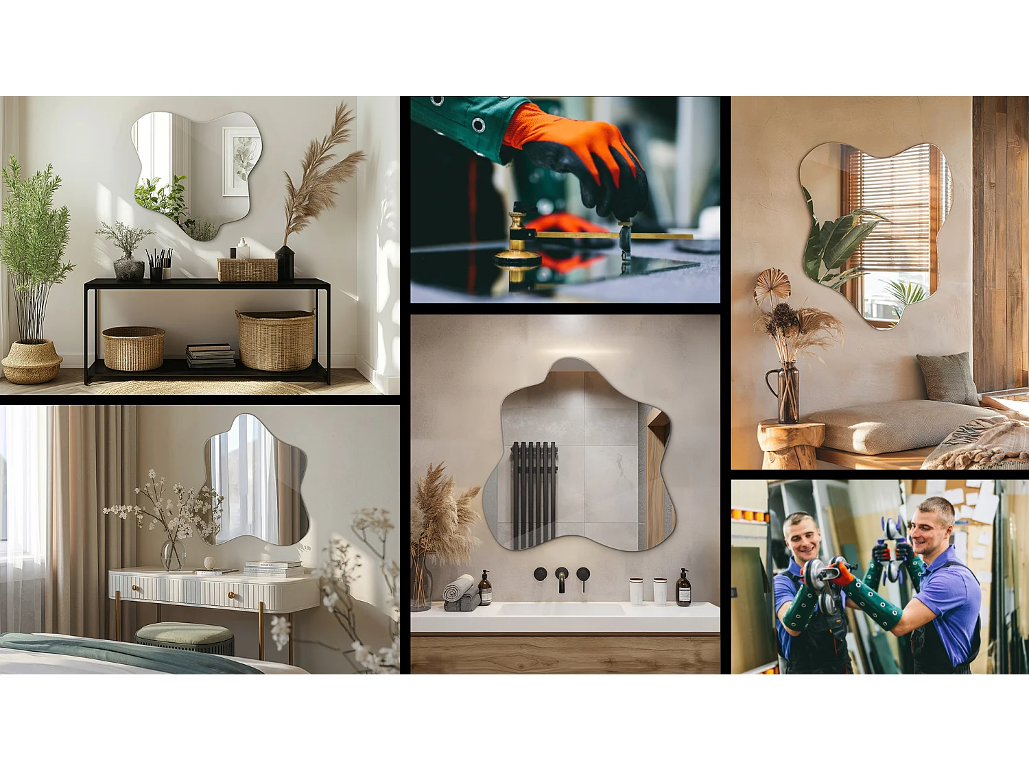 Fließender und unregelmäßiger dekorativer Spiegel, ideal für eine künstlerische Note - 77,3 cm x 76,6 cm