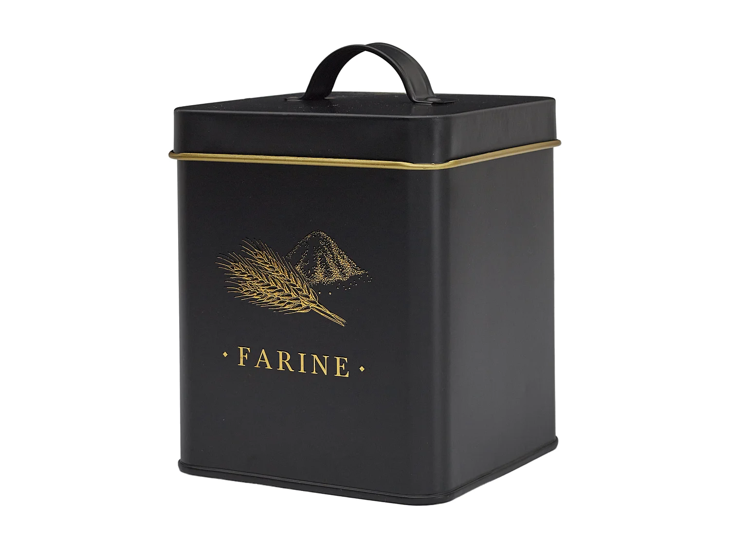 Boite Metal Noir Et Dore Farine M12 Noir, Or