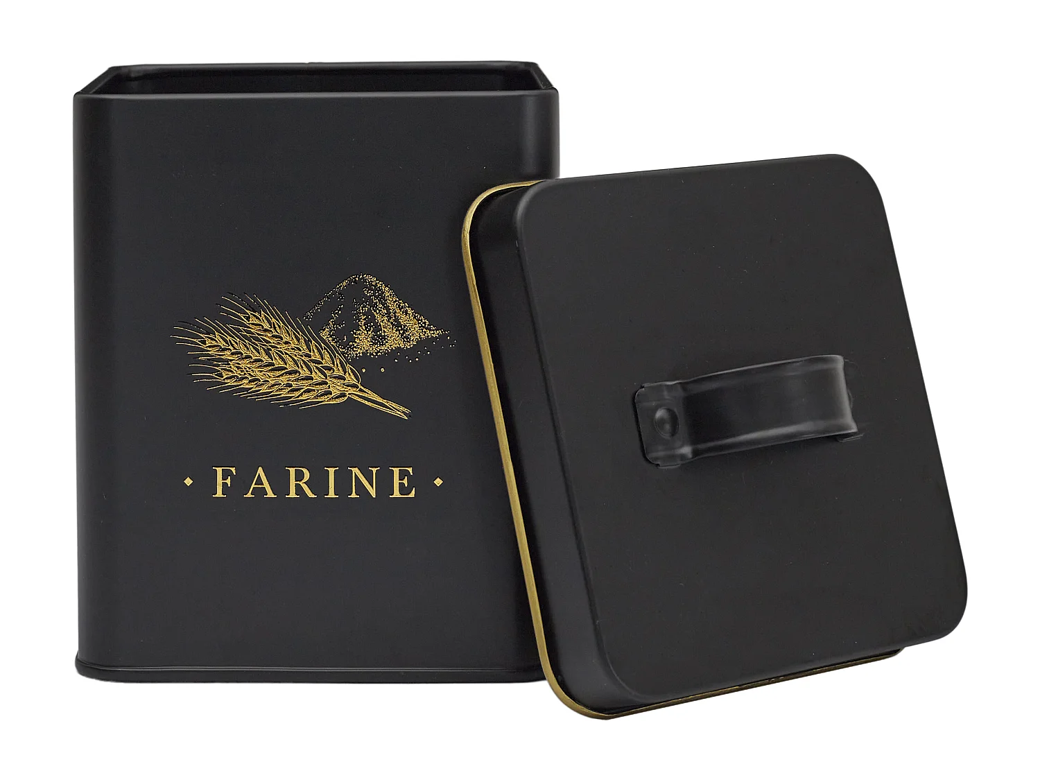 Boite Metal Noir Et Dore Farine M12 Noir, Or