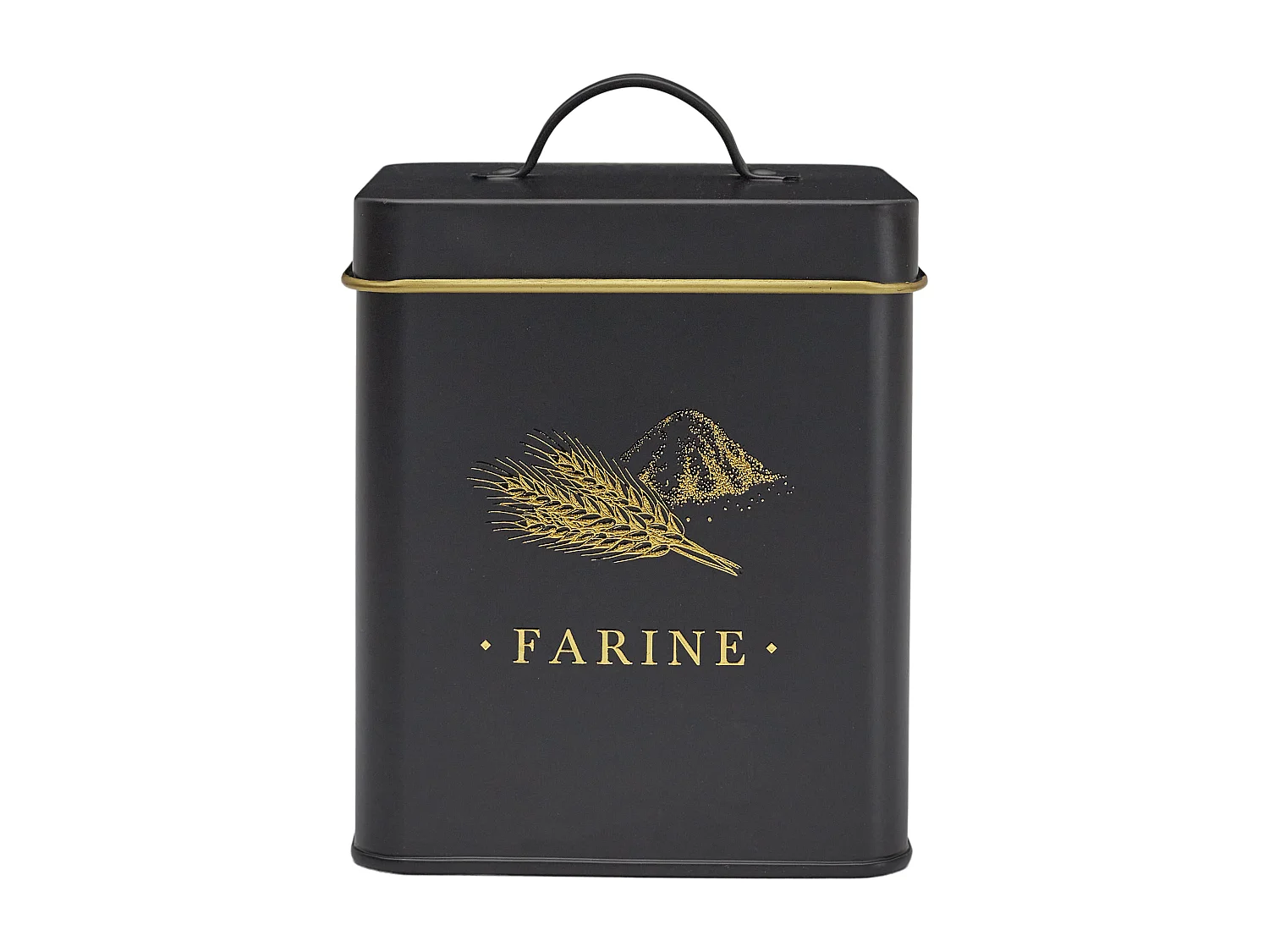 Boite Metal Noir Et Dore Farine M12 Noir, Or