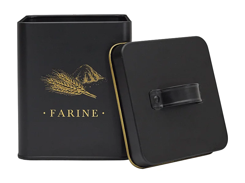 Boite Metal Noir Et Dore Farine M12 Noir, Or