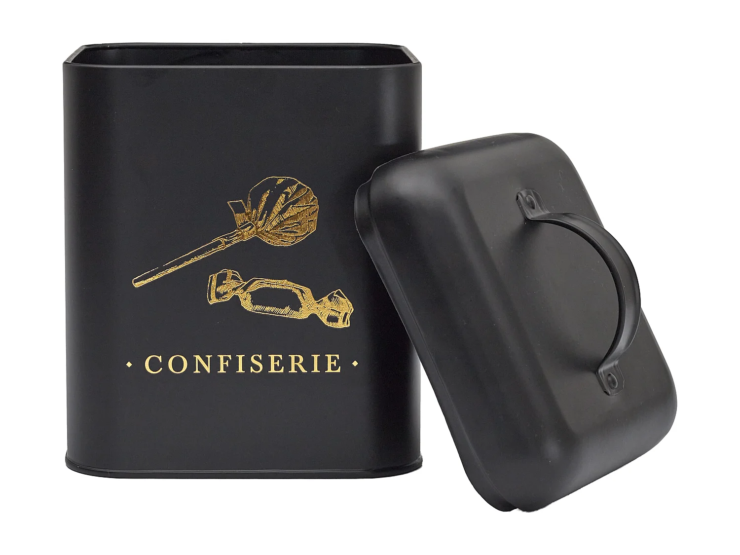 Boite Metal Noir Et Dore Confiserie M6 Noir, Or