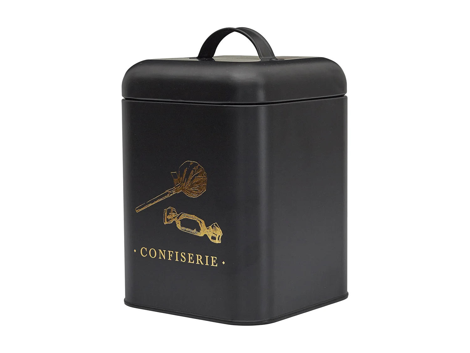 Boite Metal Noir Et Dore Confiserie M6 Noir, Or