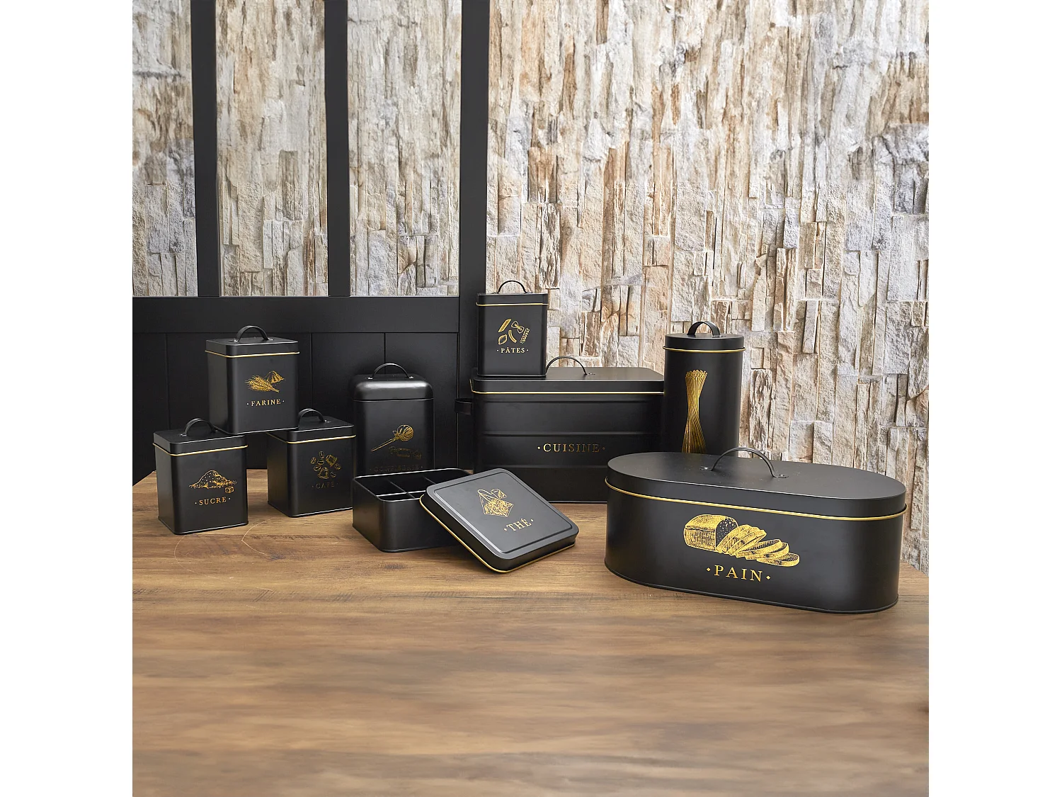 Boite Metal Noir Et Dore Confiserie M6 Noir, Or