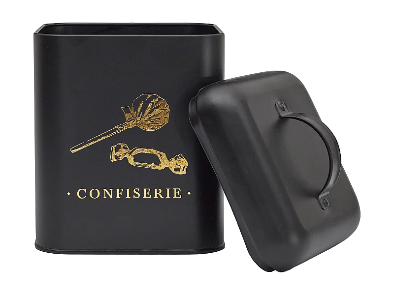 Boite Metal Noir Et Dore Confiserie M6 Noir, Or