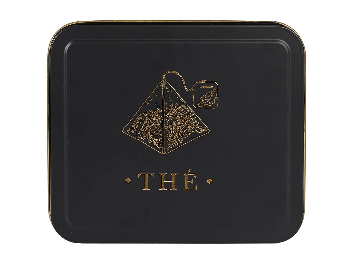 Boite Metal Noir Et Dore Sachet De The M12 Noir, Or