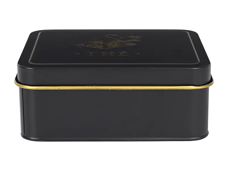 Boite Metal Noir Et Dore Sachet De The M12 Noir, Or