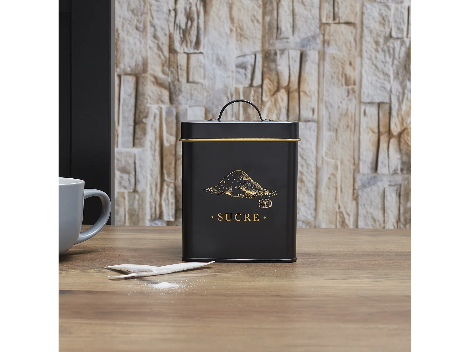 Boite Metal Noir Et Dore Sucre M12 Noir, Or