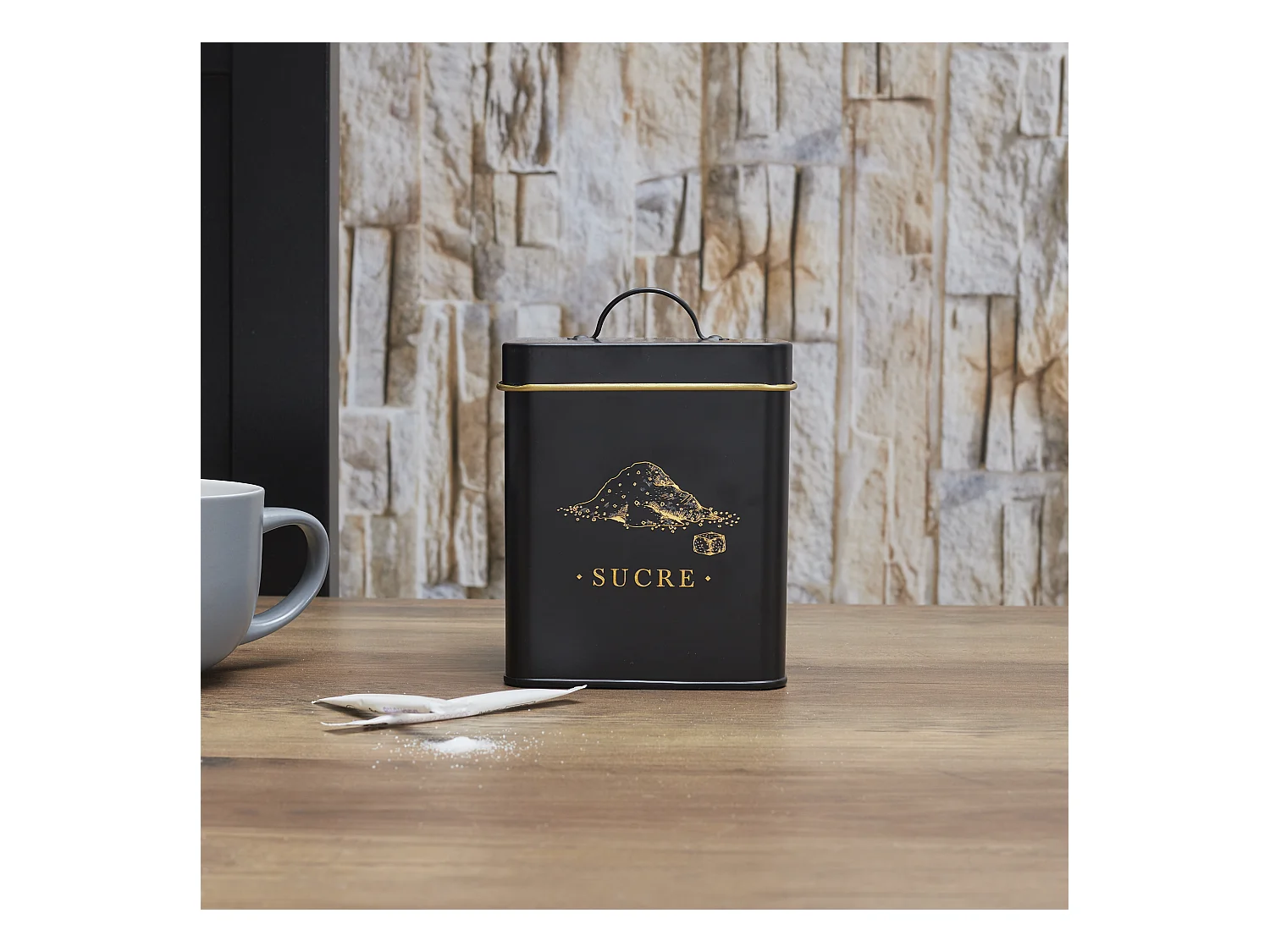 Boite Metal Noir Et Dore Sucre M12 Noir, Or